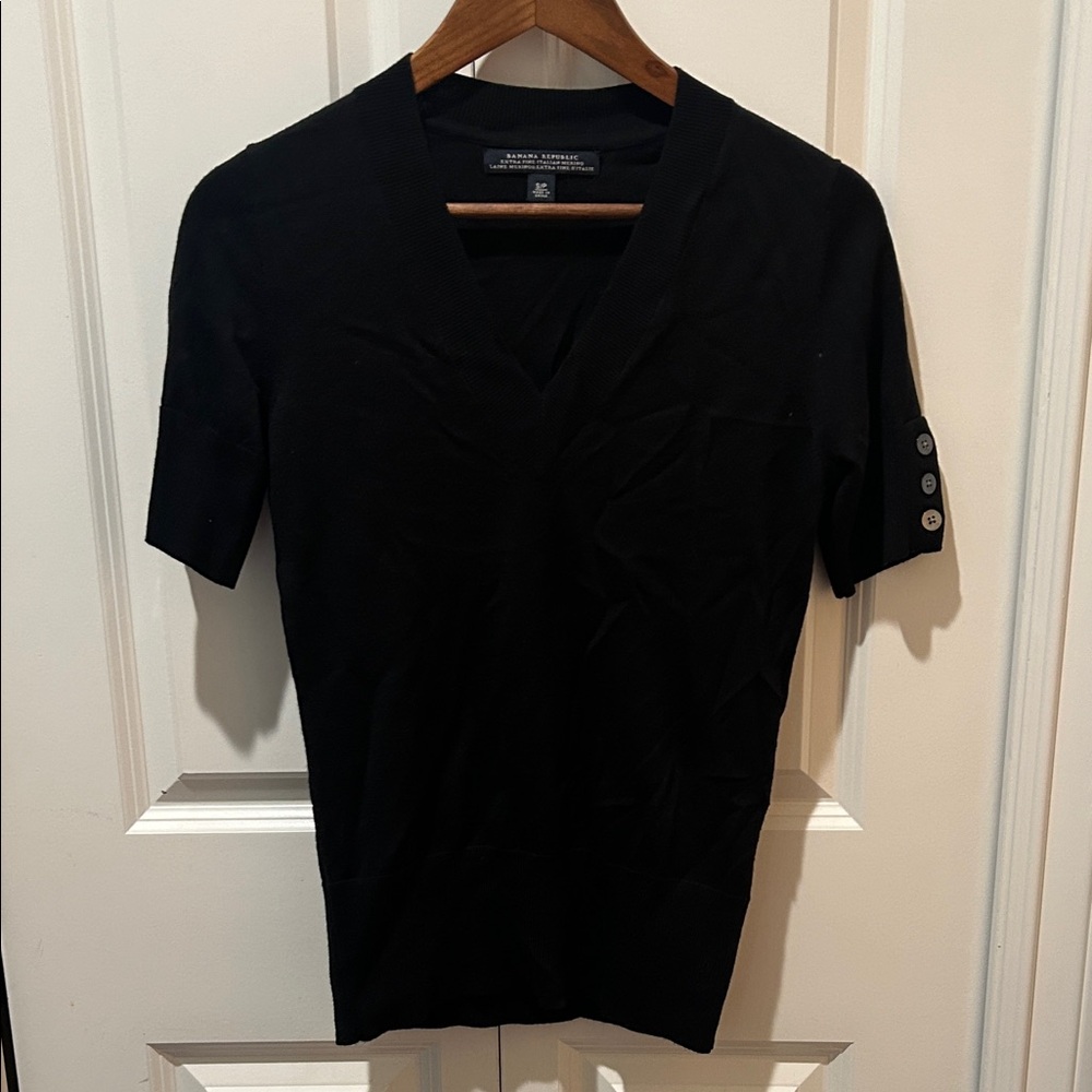 Banana Republic Extra Fine Italian Merino Wool Top — Black | Size S